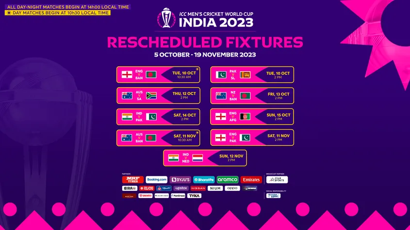 Revised ODI World Cup 2023 Schedule Released, check it out Revised ODI World Cup 2023 Schedule Released, check it out