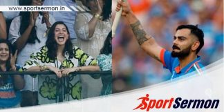 Anushka Sharma reacts after Virat Kohli’s 50th ODI Century  