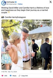 Sport players David Miller and Camilla Harris get married!  