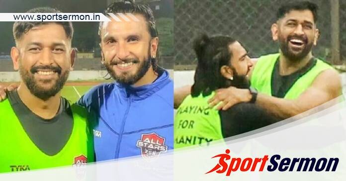 See Pics: MS Dhoni & Ranveer Singh play football together  