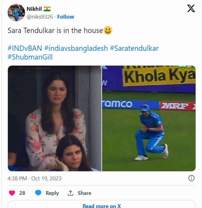 Sara Tendulkar spotted in stands for IND vs BAN Clash  
