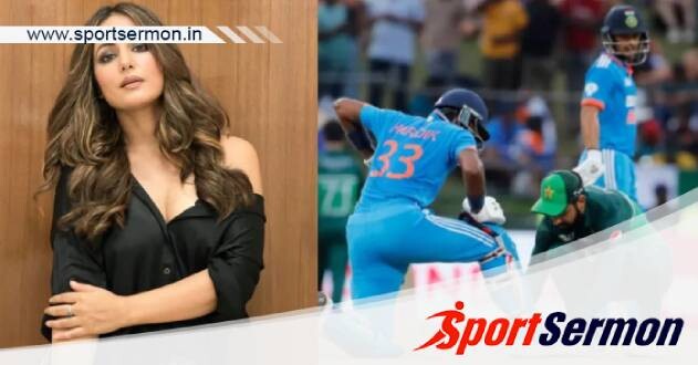 Hina Khan reacts on Shadab tying Hardik Pandya’s shoe lace  