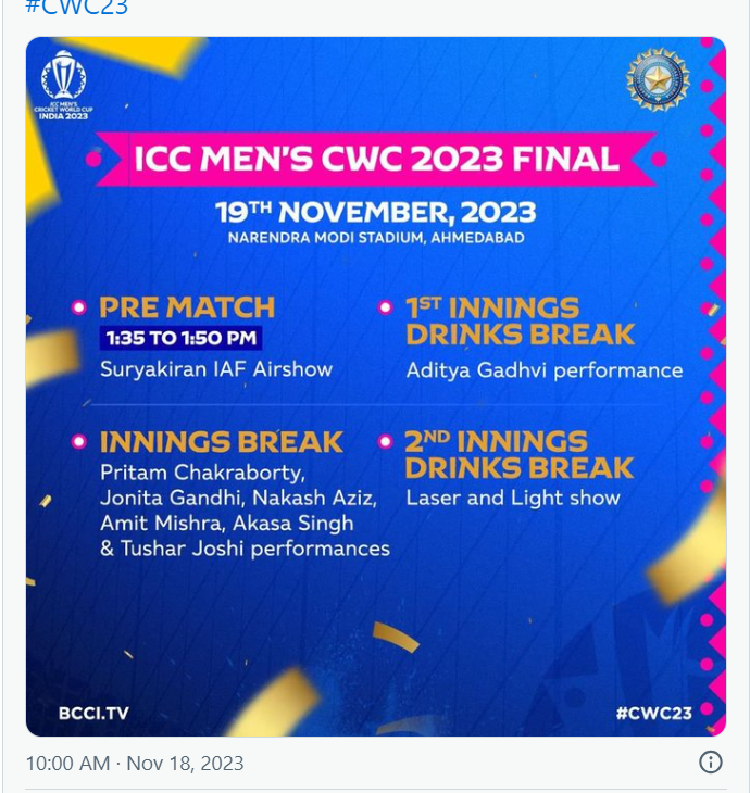 ODI World Cup 2023 Closing Ceremony, Performances & More  