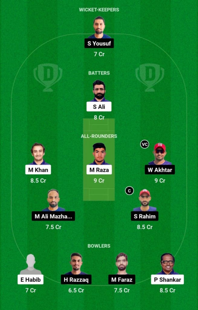 KHW vs AZA Dream11 Prediction, Match 6, Oman D10 League '24  