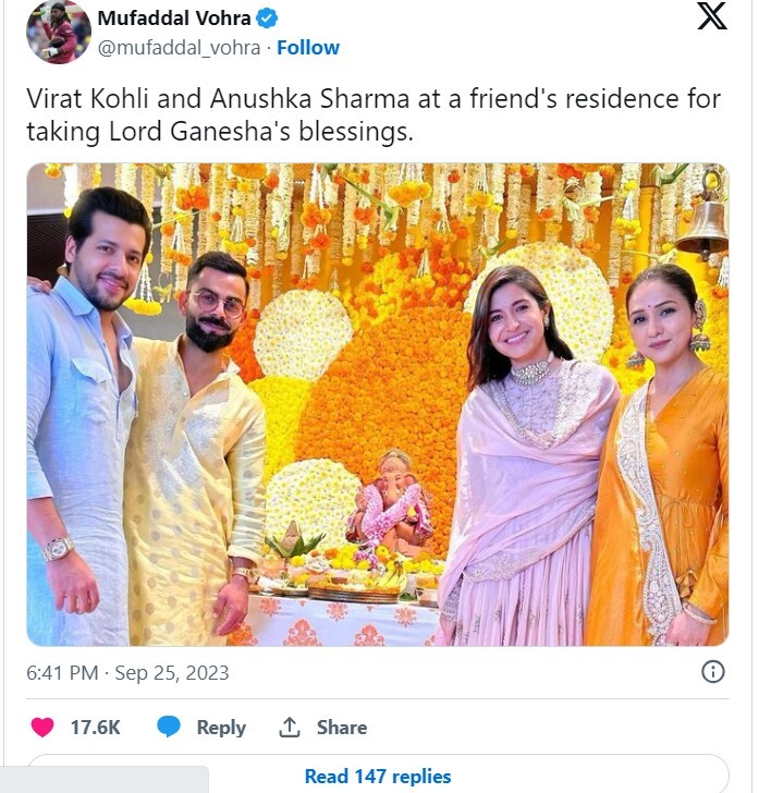 Virat-Anushka seeks Lord Ganesha Blessing ahead of CWC 2023  
