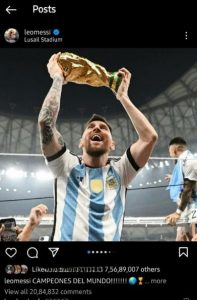 Lionel Messi Holding World Cup is STILL the most liked pic Lionel Messi Holding World Cup is STILL the most liked pic
