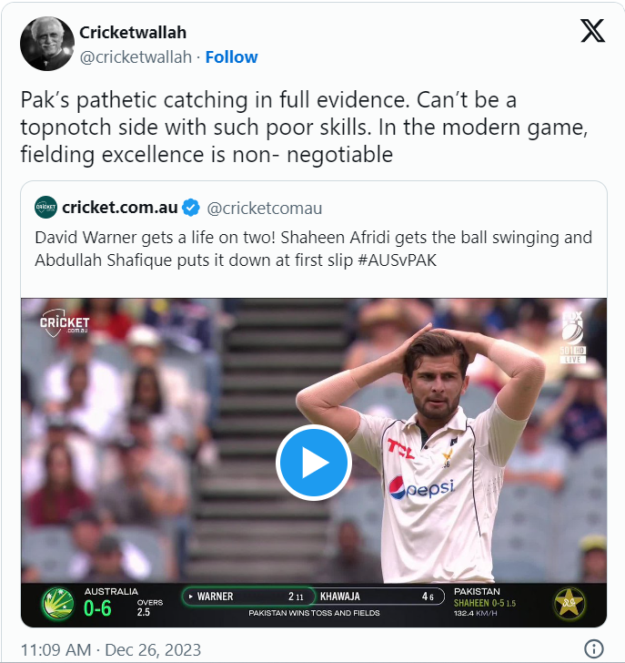 PAK vs AUS 2nd Test: Fans react on Pakistan’s Poor Fielding  