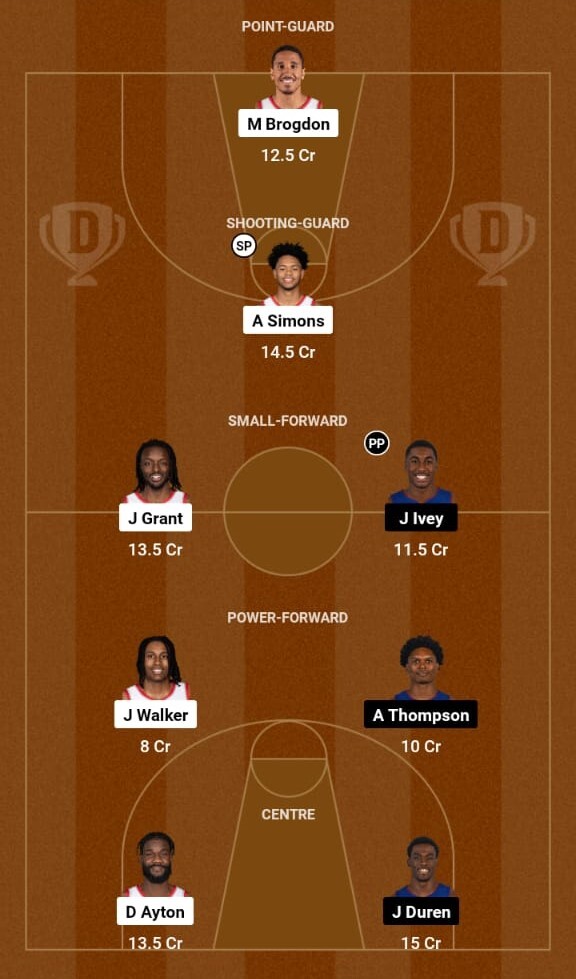 Portland Trail Blazers vs Detroit Pistons, NBA 2023-24  