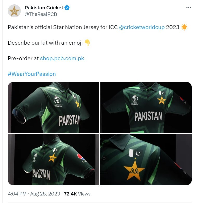 Pakistan unveils New Jersey for ICC ODI World Cup 2023  