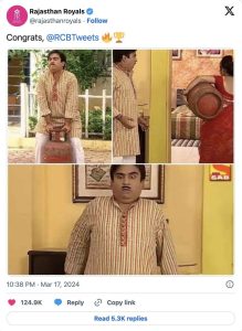 WPL 2024: Rajasthan Royals Jethalal post goes viral  