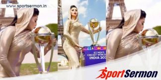 Fans in split as, Urvashi kiss ICC Cricket World Cup Trophy  