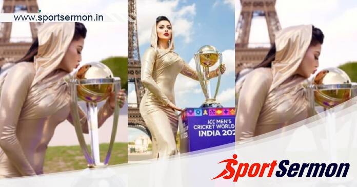 Fans in split as, Urvashi kiss ICC Cricket World Cup Trophy  