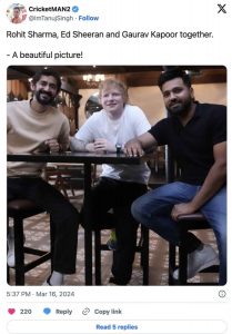Ed Sheeran meets Indian cricket team captain Rohit Sharma  