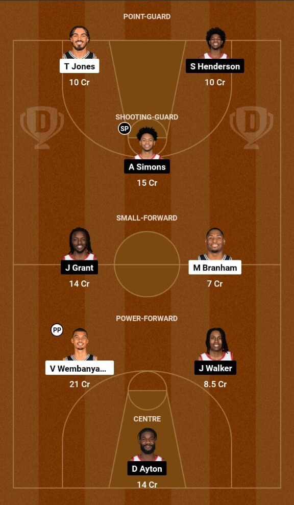 San Antonio Spurs vs Portland Trail Blazers, NBA 2023-24  