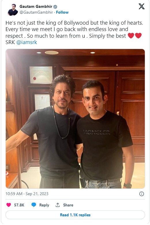 Gautam Gambhir's Picture With 'King SRK' Goes Viral  