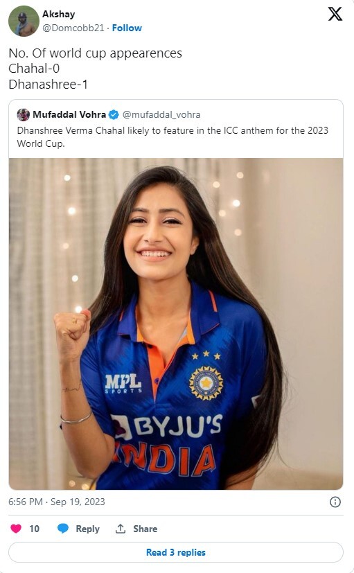 Fans Post Memes After Chahal's Wife's World Cup Appearance  