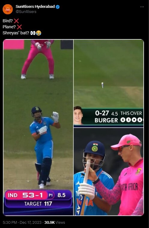 Meme Fest Begins As Shreyas Iyer' Bat Goes Flying  