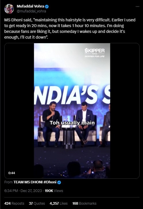 MS Dhoni Finds It Difficult To Maintain His New Hairstyle  