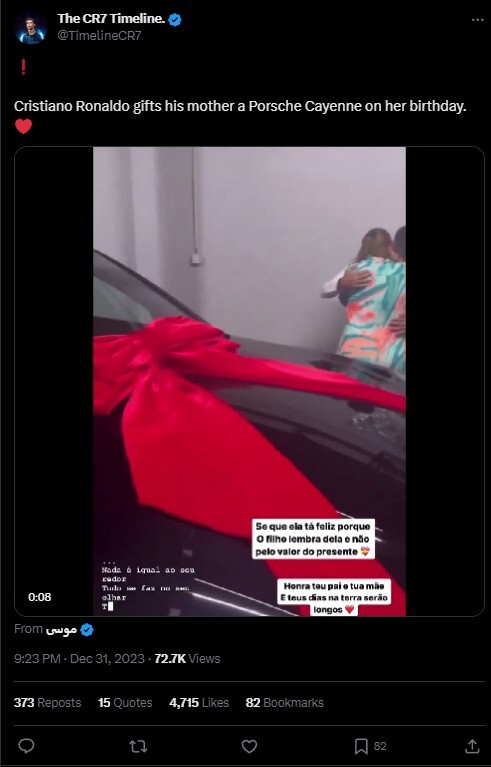 Cristiano Ronaldo Gifts His Mother A Porsche Cayenne!  