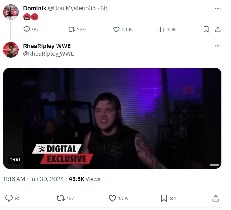 Rhea Ripley takes a shot at Dominik after attack on RAW  