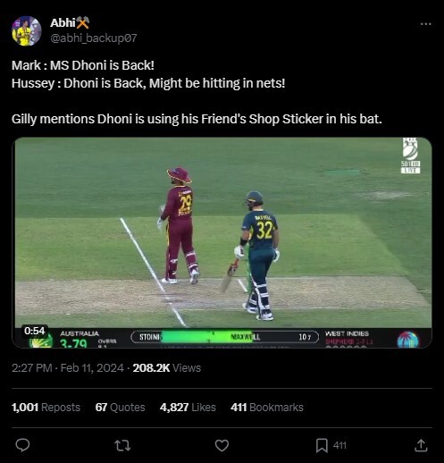 Adam Gilchrist Responds On MS Dhoni's New Bat Sticker  