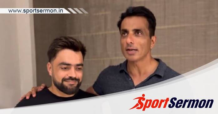 Actor Sonu Sood with Rashid Khan for earthquake relief  