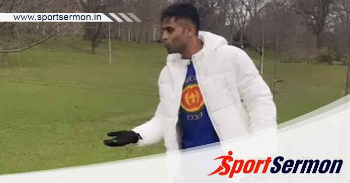 Cricketer Suryakumar Yadav in walking boot after injury  