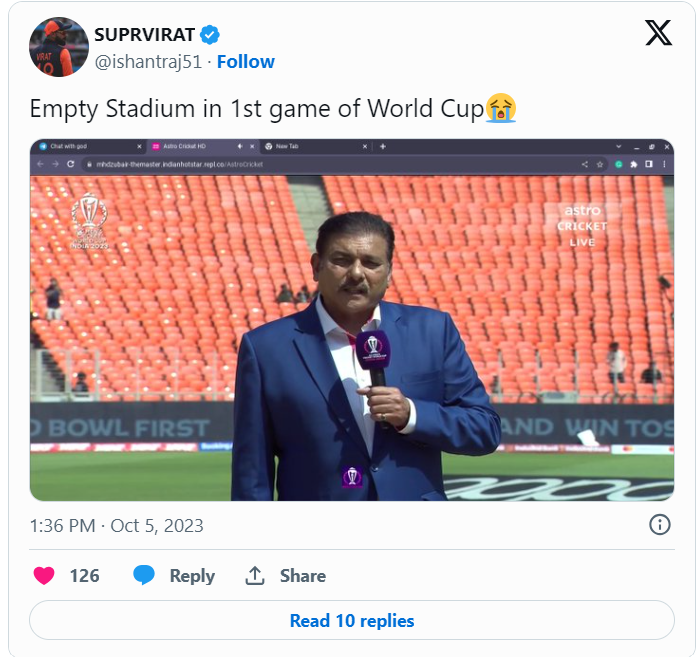 Empty Stadium for ENG vs NZ ODI World Cup 2023 Opener Clash  