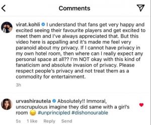 Urvashi Rautela comments on Virat Kohli's viral video  