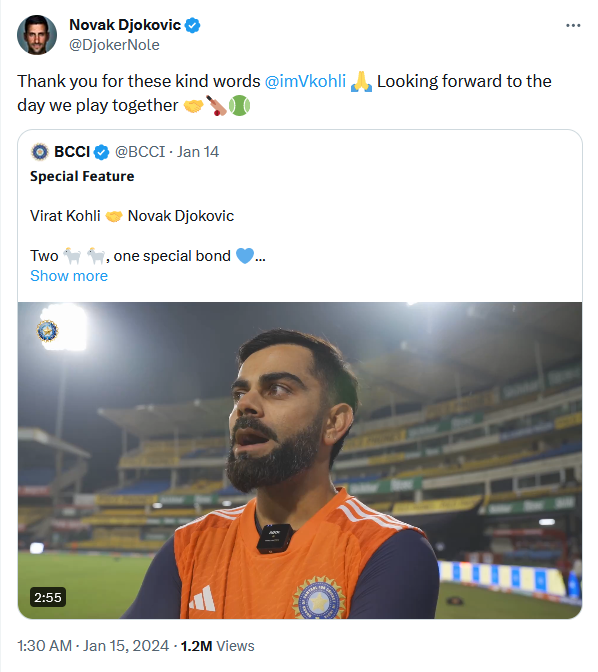 When Game Recognizes Game, Virat Kohli-Novak Djokovic Bond  