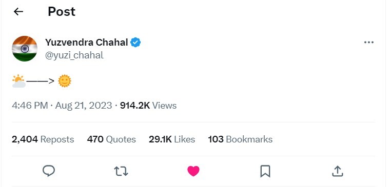 Chahal reacts after being axed from Asia Cup Squad  