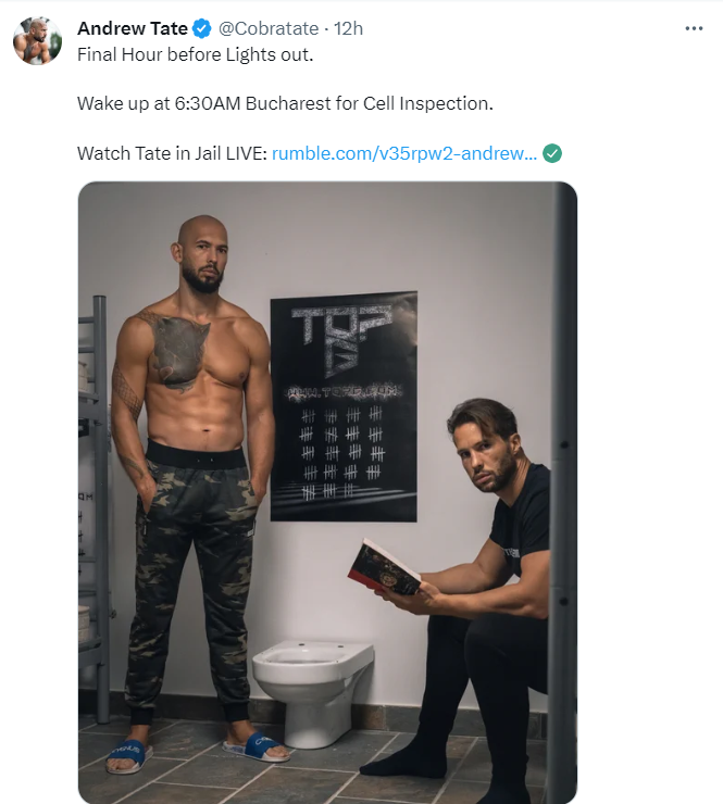 Tate's prison cell live stream stunt draws mixed response  