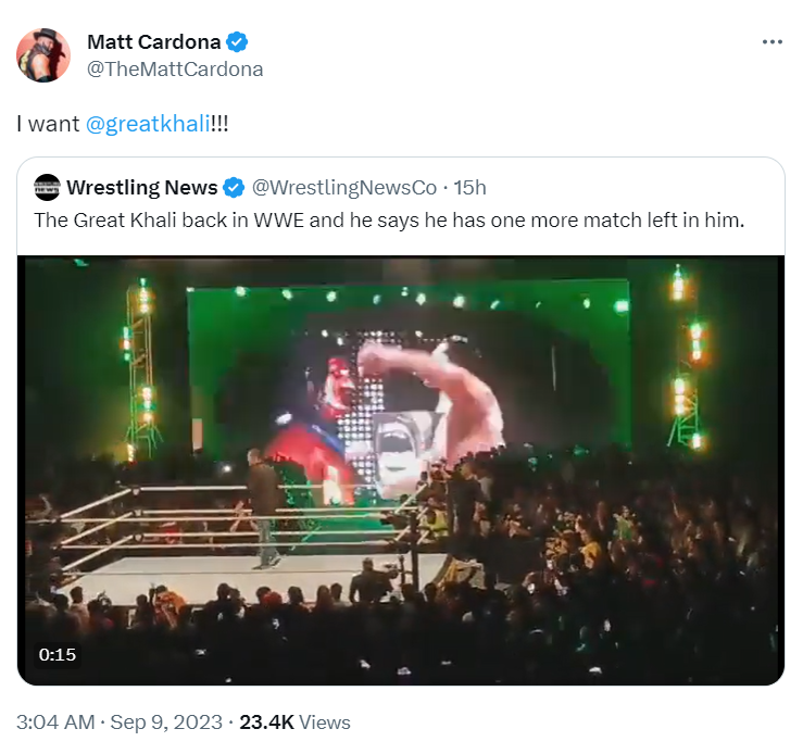 Khali to fight this former WWE Superstar for his last match  