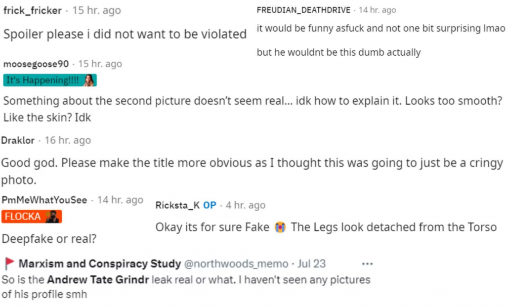 Tate's viral NSFW on Grindr sparks debate on authenticity  