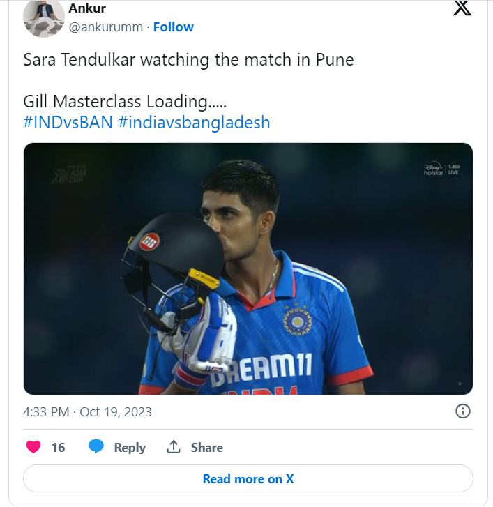 Sara Tendulkar spotted in stands for IND vs BAN Clash  