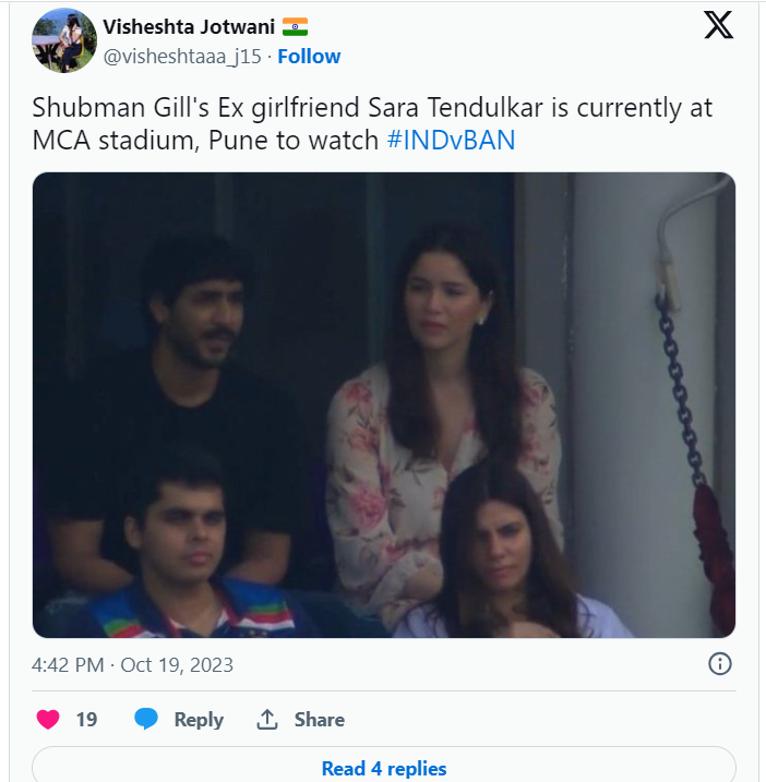 Sara Tendulkar spotted in stands for IND vs BAN Clash  