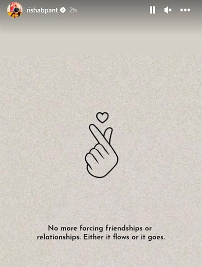 Rishabh Pant's Shares Bold Instagram Story  