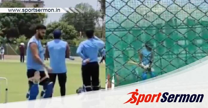 Cricketer Virat Kohli is in sweats at practice session  