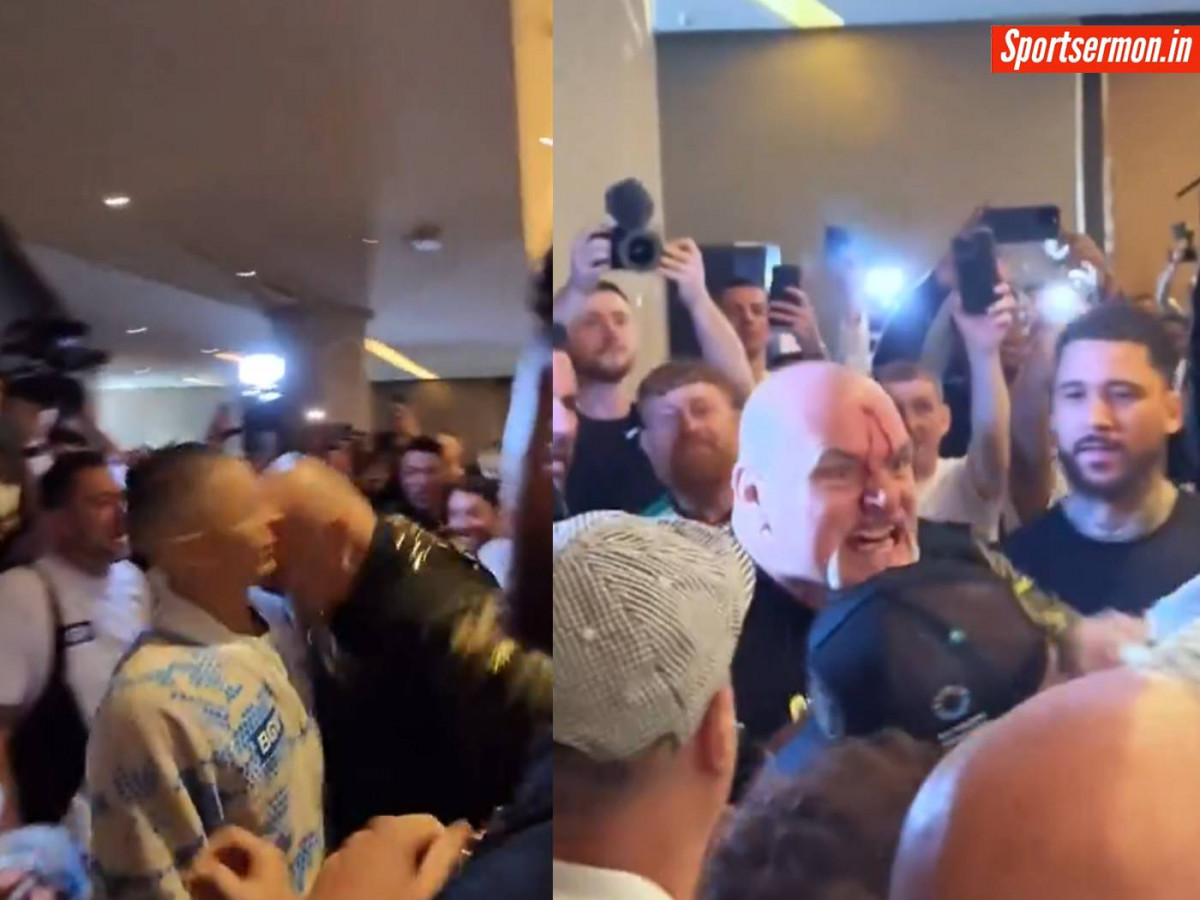 Tyson Fury's father left bleeding after headbutting Usyk's team member  