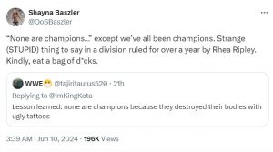 Shayna Baszler counters a WWE fan for his comments about tattoos  