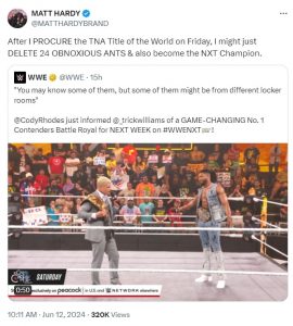 Matt Hardy teases his appearance in the upcoming NXT Battle Royal Matt Hardy teases his appearance in the upcoming NXT Battle Royal