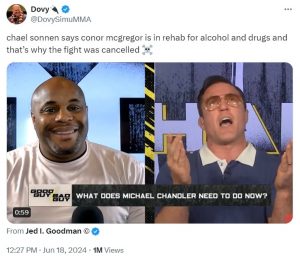 Chael Sonnen claims Conor McGregor is in rehab for substance abuse  