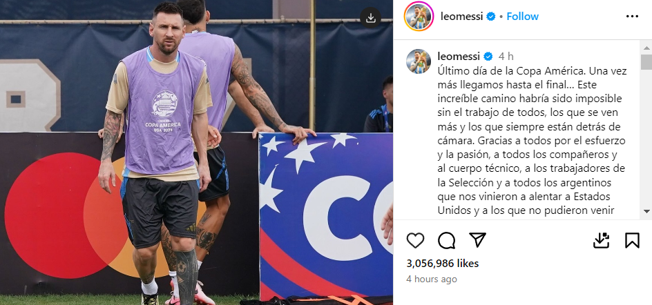 Lionel Messi का इमोशनल मैसेज, कोपा अमेरिका फाइनल से पहले अर्जेंटीना एकजुट  