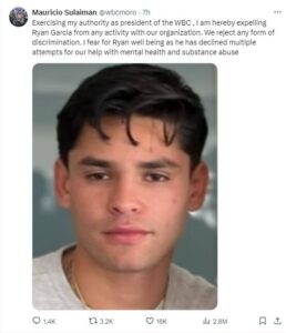 Ryan Garcia expelled by the WBC for making racist and religious remarks  