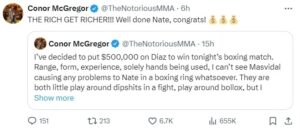 Conor McGregor wins hefty money after betting on Nate Diaz  