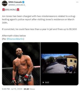 Jon Jones charged with two misdemeanors after altercation with drug agent  