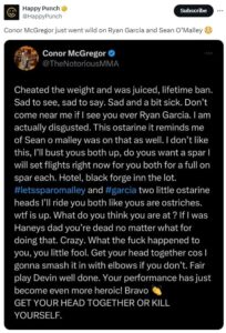 Ryan Garcia calls out MMA fighters McGregor and Sean O'Malley for a fight  