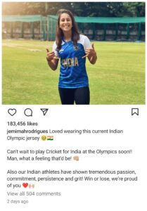 Jemimah Rodrigues Can't Wait to Represent India at Los Angeles Olympics  