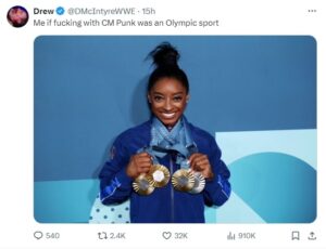Drew McIntyre takes shots at CM Punk with Simone Biles meme  