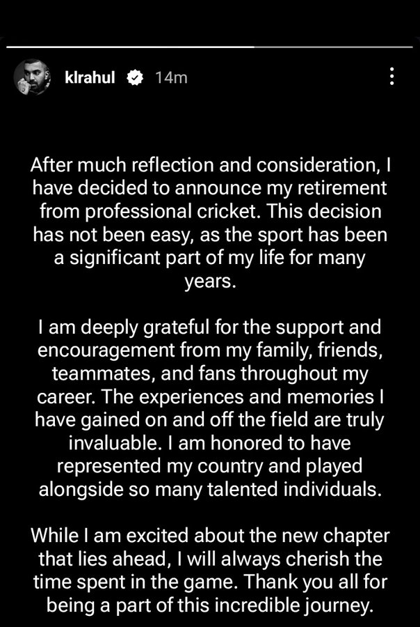 KL Rahul's Retirement: Viral Screenshot Circulating Online Shocks Fans!  